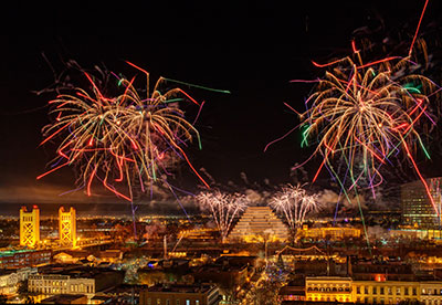 Lights over Sacramento for the 2014 New Year's Eve Holiday