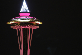 A look at the Space Needle on Tuesday night, Dec. 30, 2014. (Photo: Troy Diggs/KCPQ-TV)