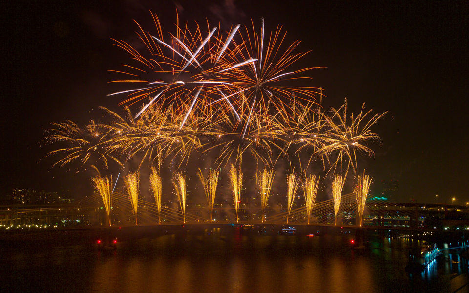 TriMet's Tilikum Crossing Bridge showcases fireworks for Orange line party