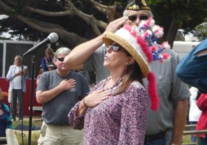 Kathleen McKinnon sings the national anthem at the 2016 Independence Day celebration in Cambria’s Shamel Park. Brian Griffin