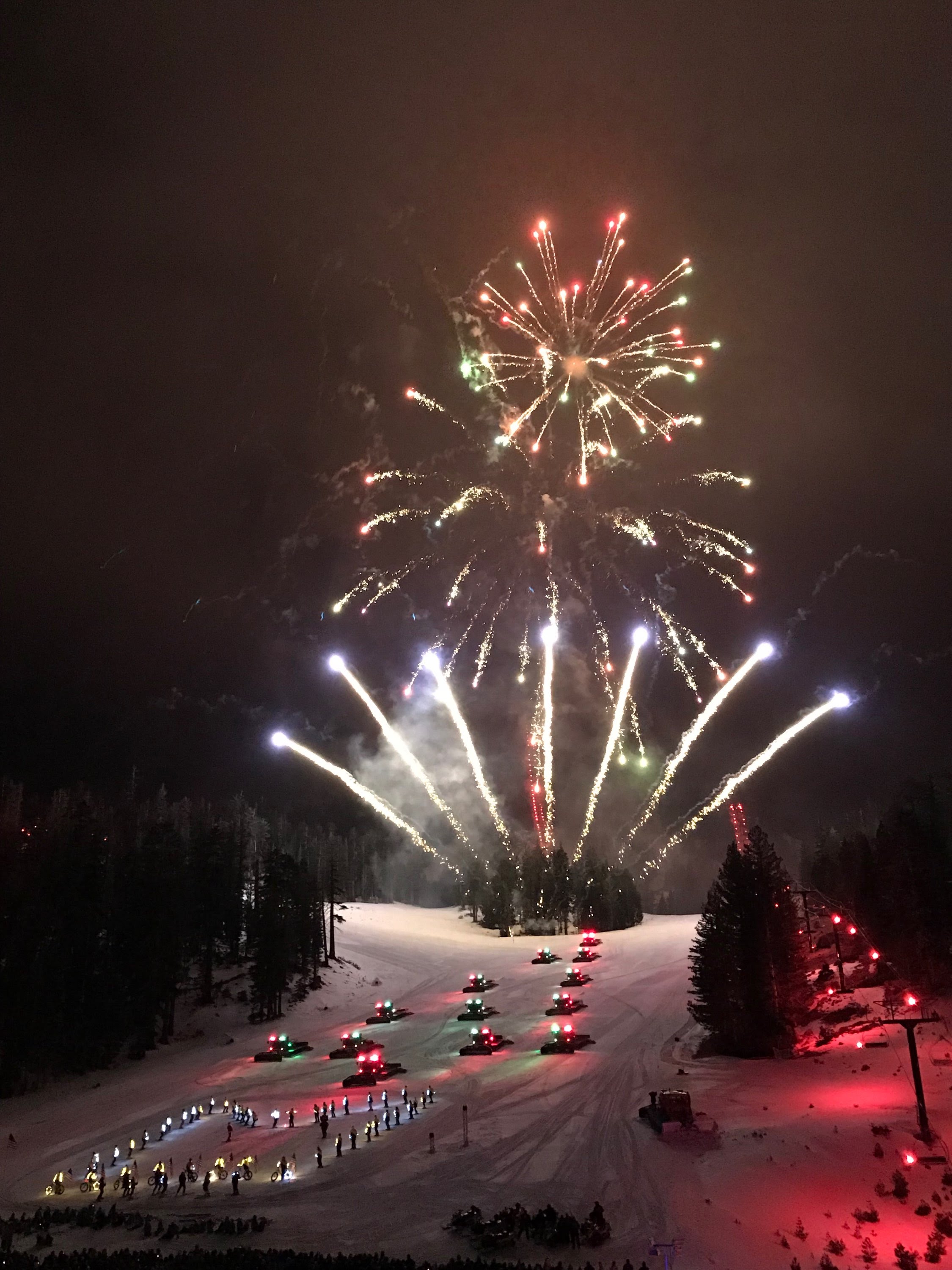 Fireworks over the slopes of Mammoth.