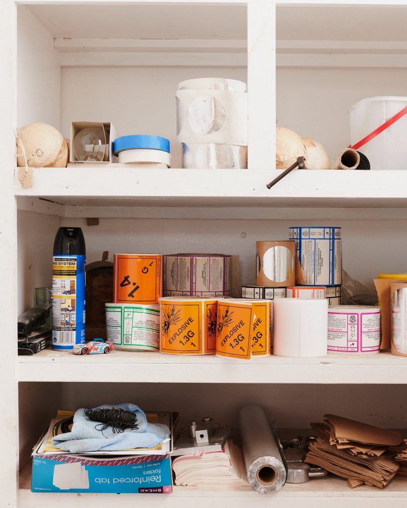 Shelves of Pyro packaging.