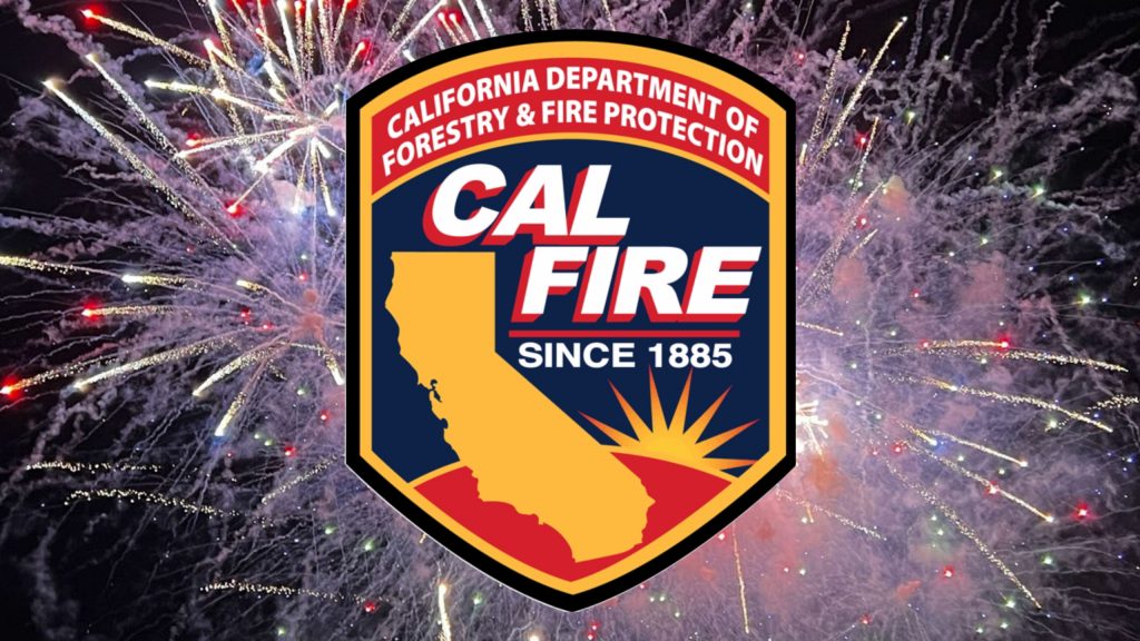 Cal fire logo with fireworks