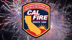 Cal fire logo with fireworks