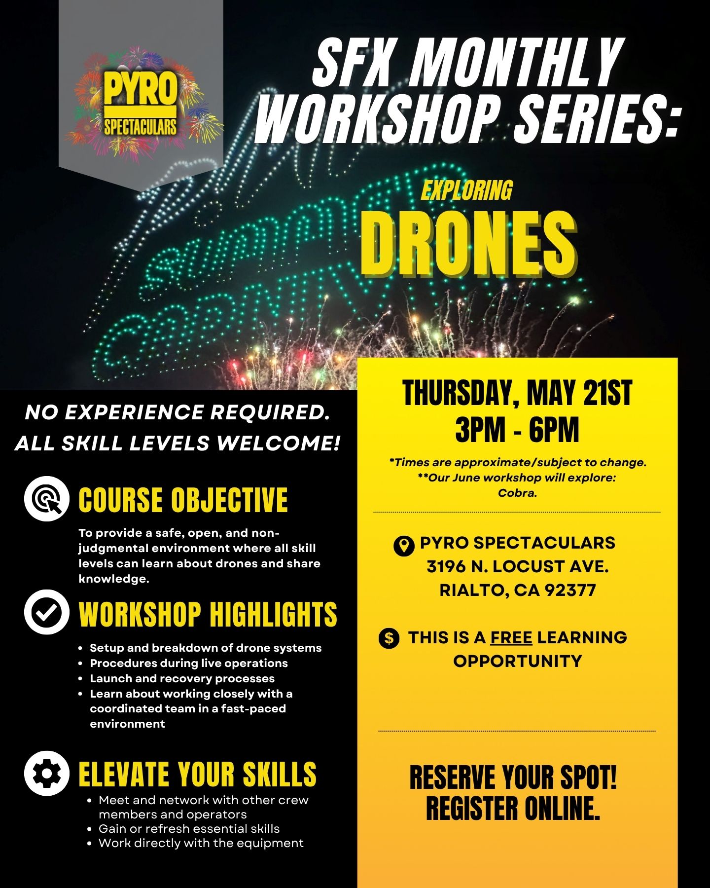 Monthly Workshop - Drones - Pyro Spectaculars